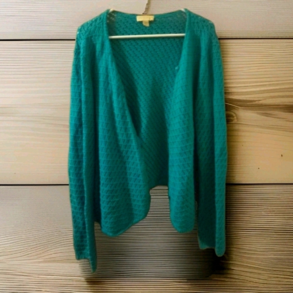 Appleseeds Women's XL Teal knit Cardigan Sweater Button Up Flaw See Description